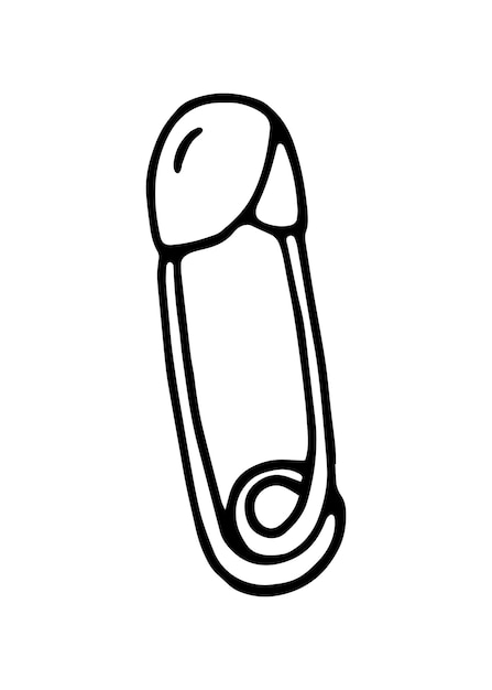 Pin fastening something doodle linear cartoon coloring