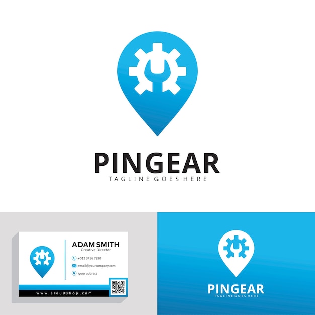 Pin gear logo design template