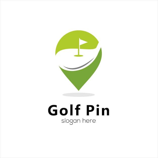 Значок логотипа pin golf icon design элемент флага места для гольфа и логотипа местоположения булавки