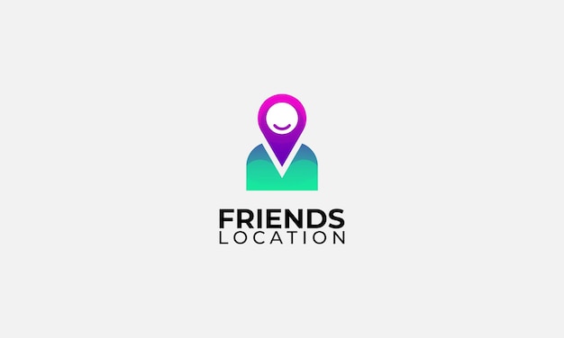 Pin gps map people friend location logo design