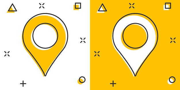 Pin Kaartpictogram in komische stijl Cartoon gps navigatie vector illustratie pictogram Doelbestemming bedrijfsconcept splash effect