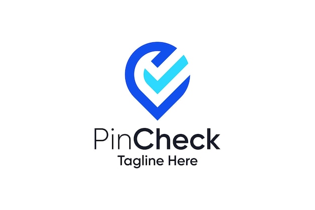 Pin location check modern elegant logo