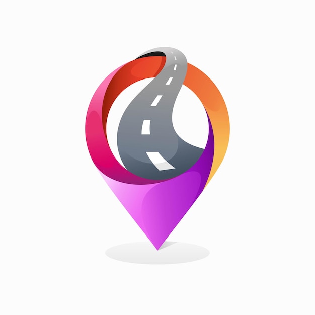 Pin location logo with path concept