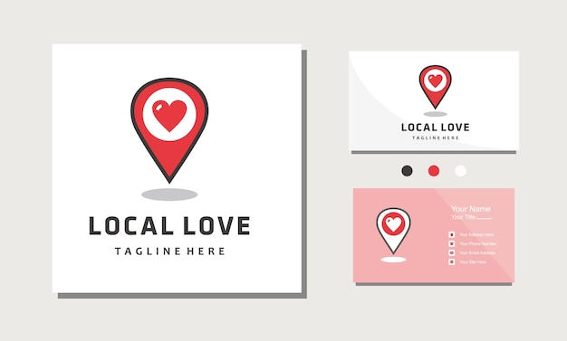 Pin location with heart creative logo design icon