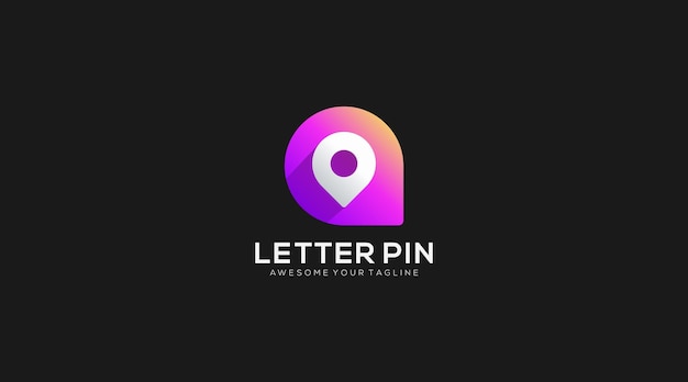 Pin Logo Concept sign icon symbol Design with Letter A