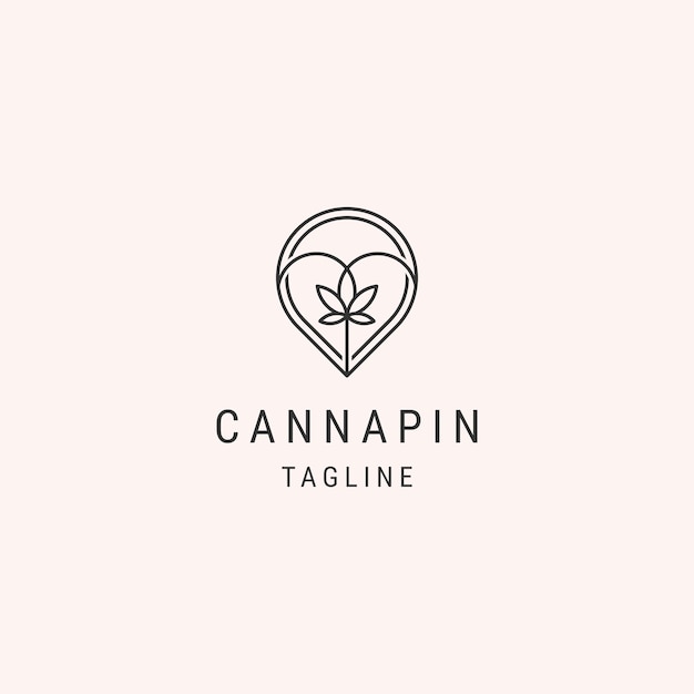 Pin map cannabis line logo