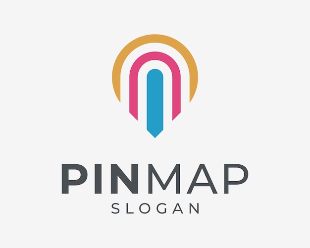 Pin Map Location Place Navigation Marker GPS Colorful Line Curve Modern Simple Vector Logo Design