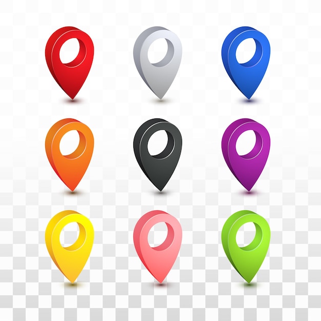 Pin map place location 3d icons collection