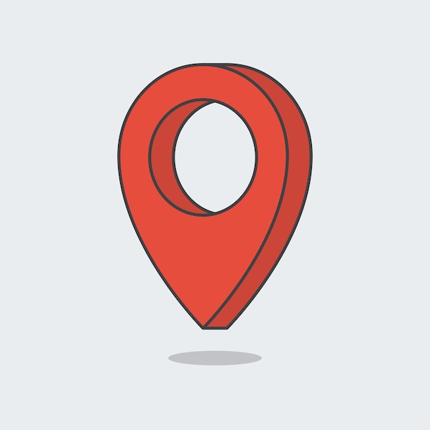 Pin Map Place Location Cartoon Vector Illustration Pin Marker Flat Icon Outline