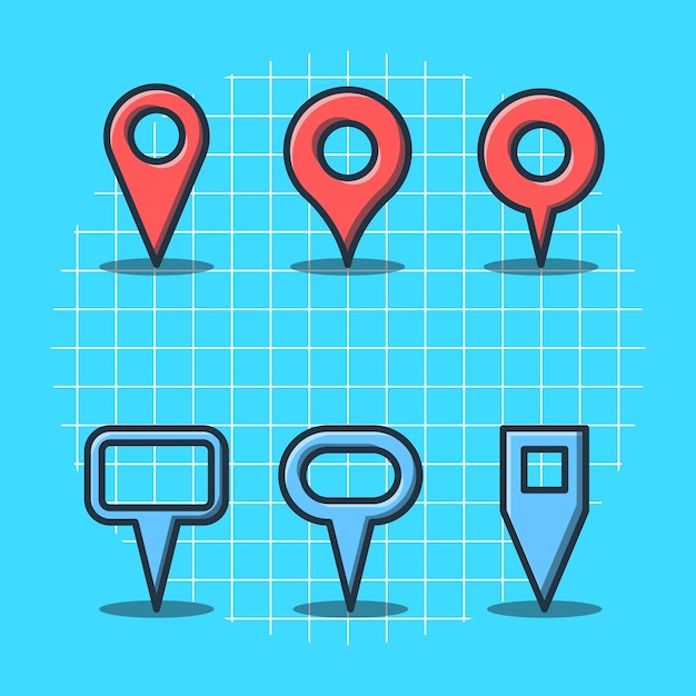 Pin map set vector illustration