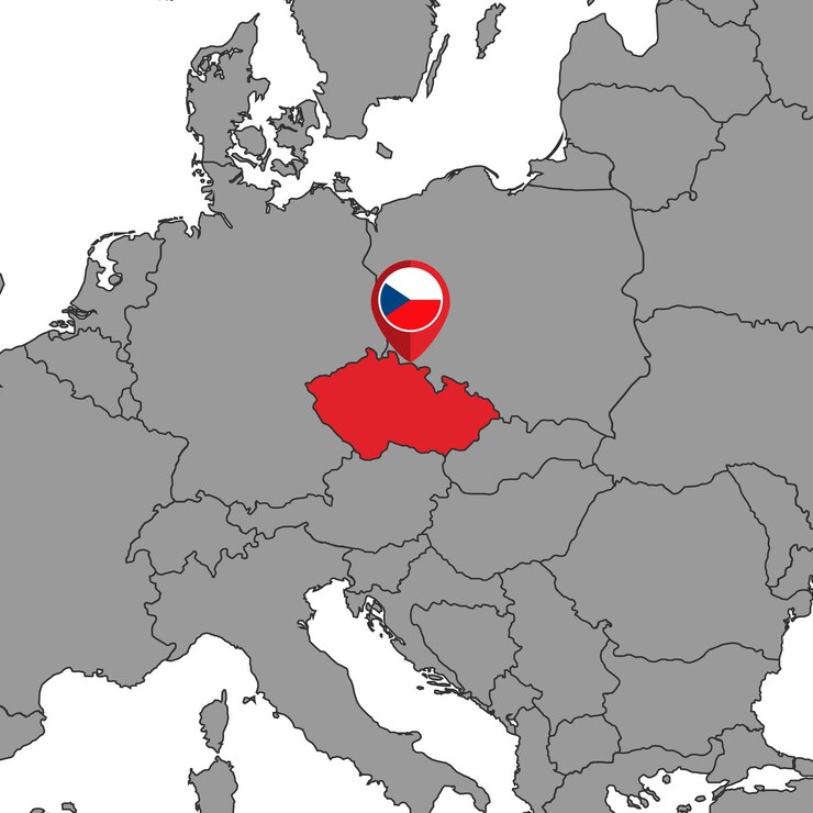 वेक्टर pin map with czech republic flag on world map vector illustration