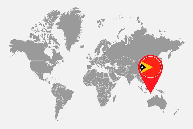 Pin map with East Timor flag on world map Vector illustration