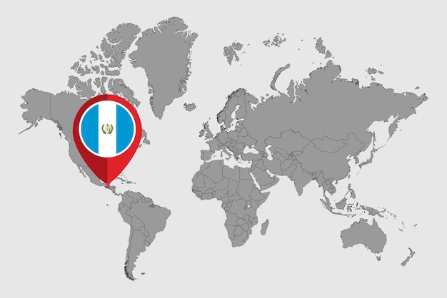 Pin map with Guatemala flag on world map Vector illustration