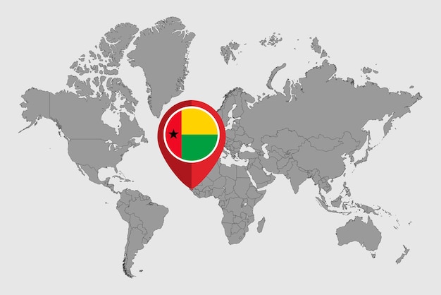 Pin map with GuineaBissau flag on world map Vector illustration