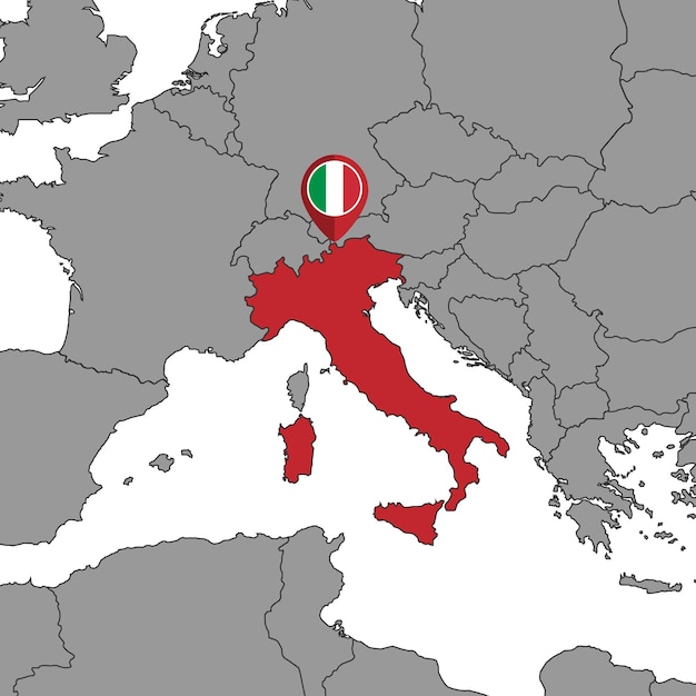 Pin map with Italy flag on world mapVector illustration