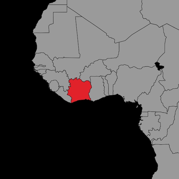 世界地図上のコートジボワールの国旗とピン マップ ベクトル図