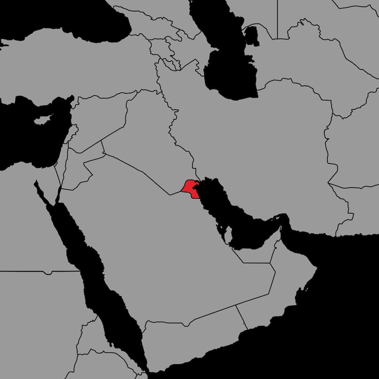 वेक्टर pin map with kuwait flag on world map vector illustration