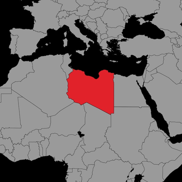 세계 지도 벡터 일러스트 레이 션에 리비아 국기와 핀 지도