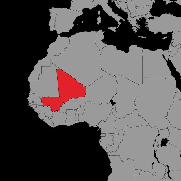 Карта булавки с флагом Мали на карте мира Векторная иллюстрация