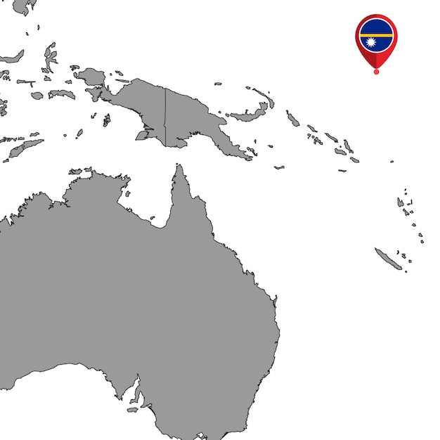 Vector pin map with nauru flag on world map vector illustration