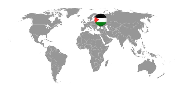 Вектор Карта с флагом палестины на карте мира векторная иллюстрация