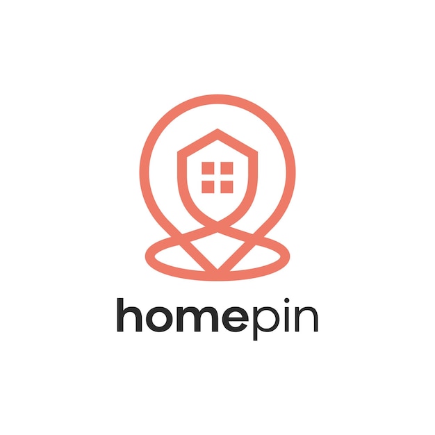 Pin Point Home Real Estate Icon Line Outline Logo Design