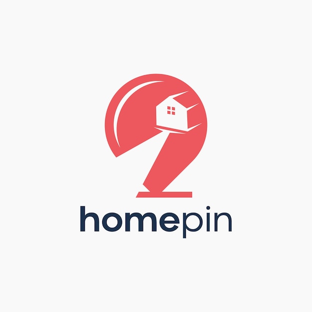 Pin point home  real estate icon negative space logo design