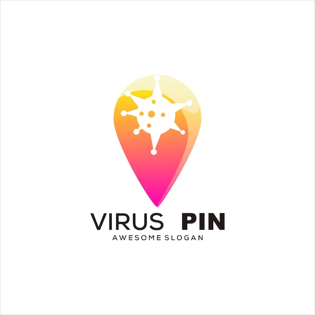 핀 바이러스 로고 다채로운 벡터 디자인