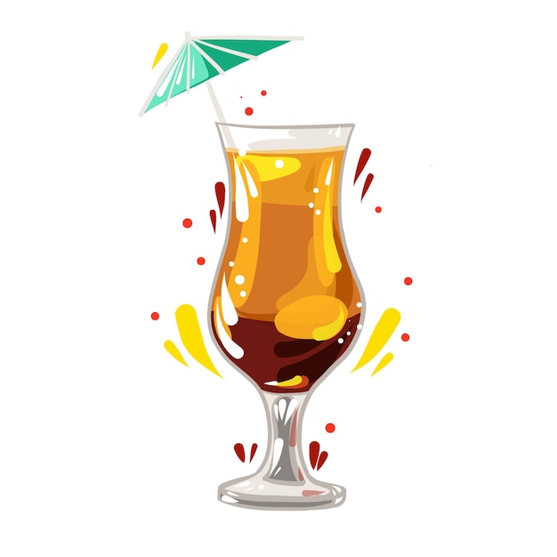 Pina colada cocktail hand getekende vector clipart, voedsel illustratie