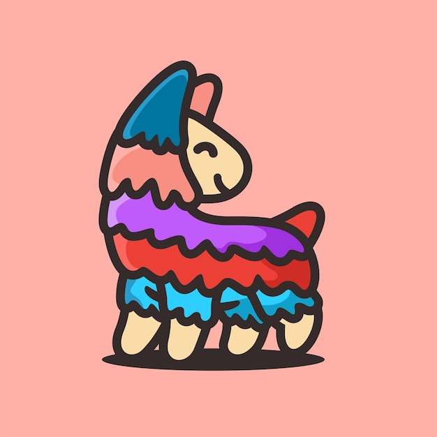 Pinata lama cartoon mascotte karakter vectorillustratie, platte ontwerpstijl