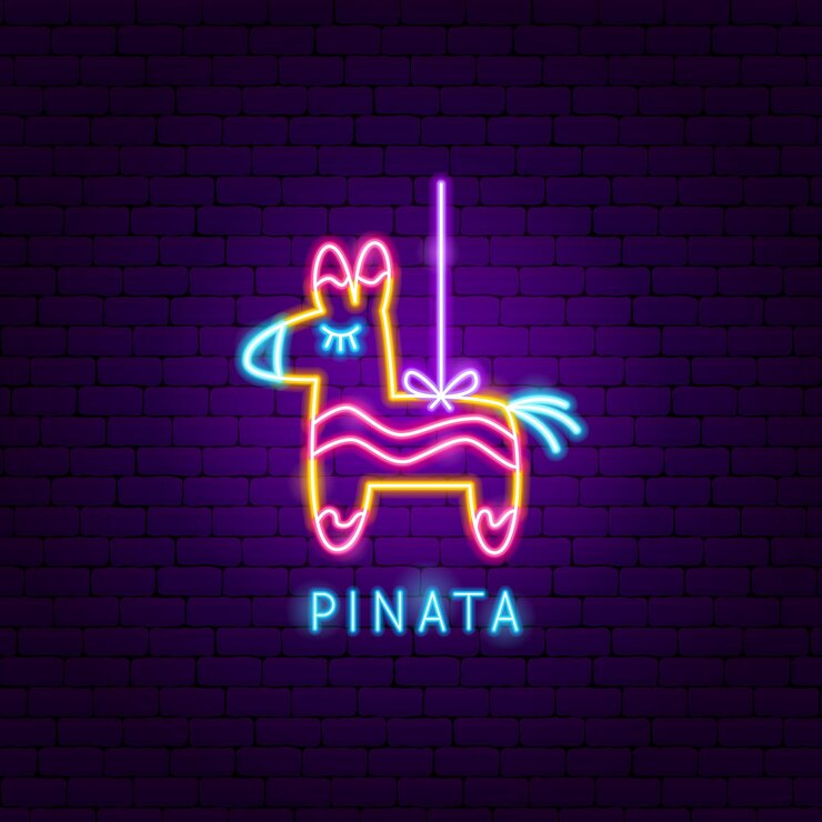 Vector 피나타 네온 라벨