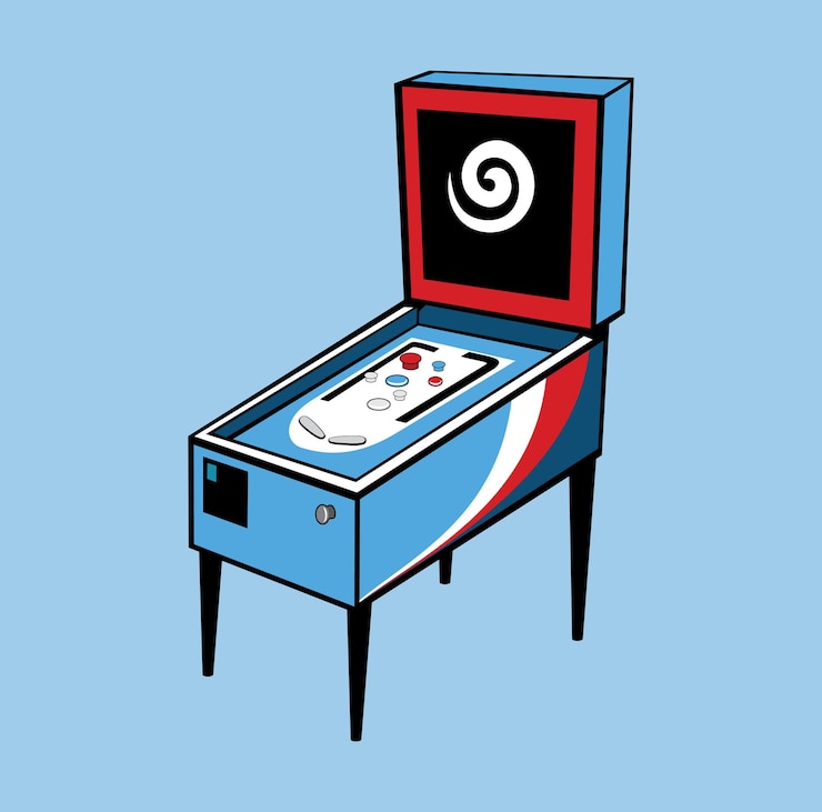 Vector pinball game arcade console design illustration