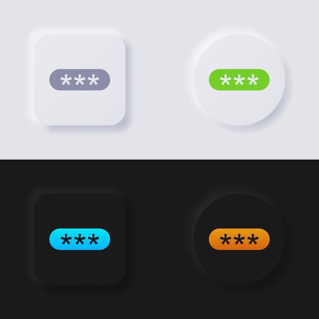 Pincode field box or Password field box icon set, Multicolor neumorphism button.