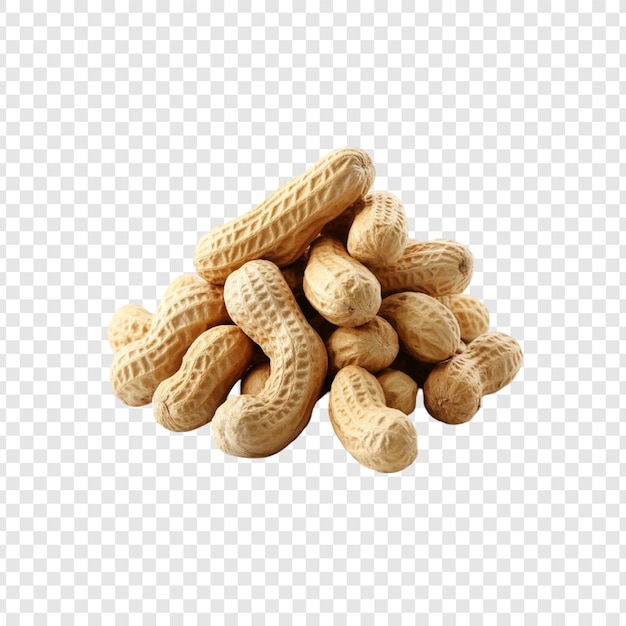 Pinda's en hazelnoten op een stapel op een doorzichtige achtergrond