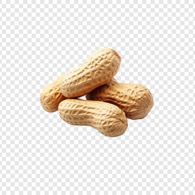 Pinda's en hazelnoten op een stapel op een doorzichtige achtergrond