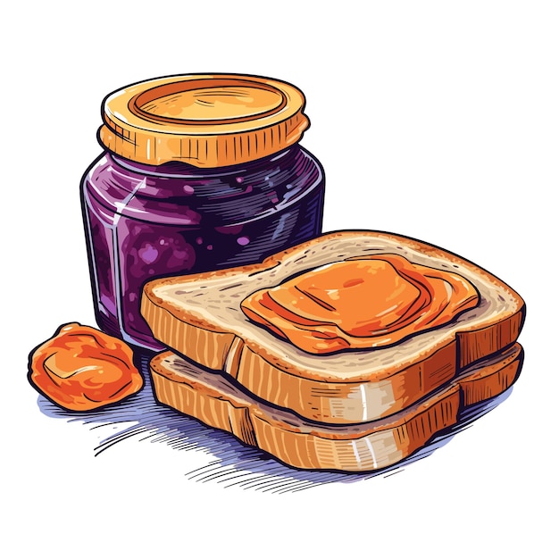 pindakaas en jam op zuurdesembrood illustratie Vector