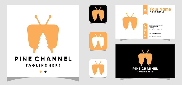 Pine channel logo design and business card template