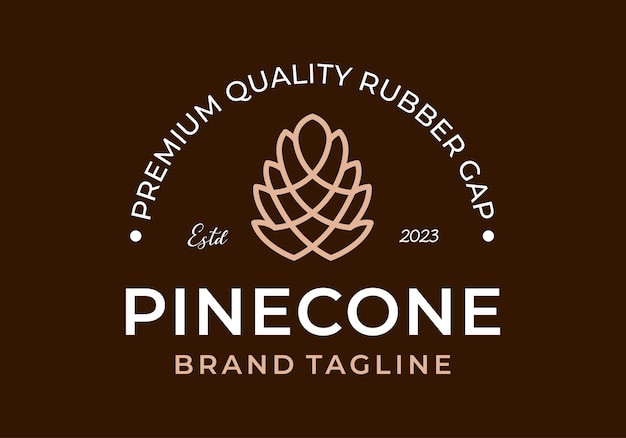 Pine cone line art vintage logo icon vector design template