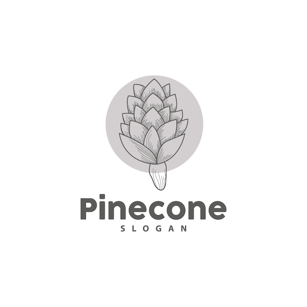 Pine Cone Logo Elegant Luxury Pine Simple Design Tree Acorn Icon Vector Product Brand Illustration