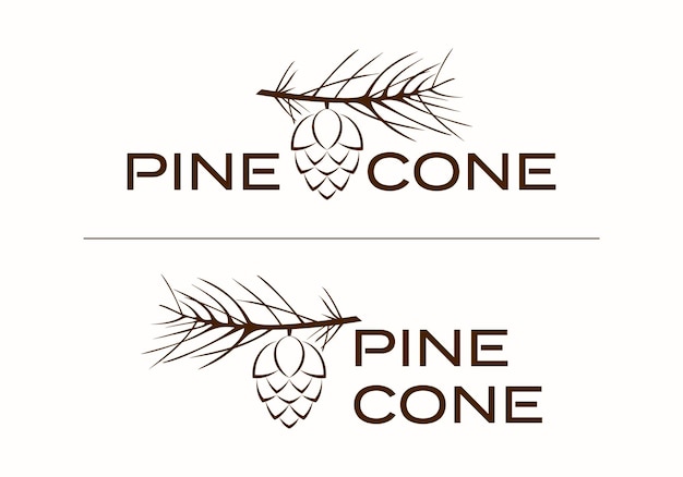 Vector pine cone stalk branch logo icon vector design illustration