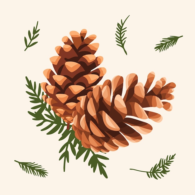 Pine cones surrounded by leaves