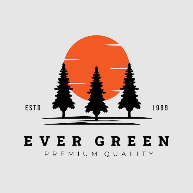 pine evergreen rustic woodland logo vintage retro conifer pine trees logo vector illustration design