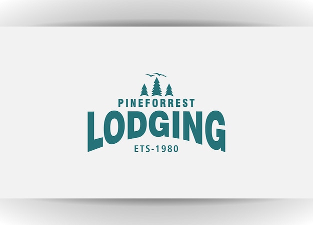 Pine forest lodging logo design template illustration vintage cabins logo vector illustration design