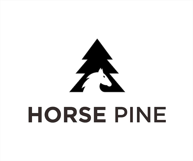 pine horse logo design vector illustration