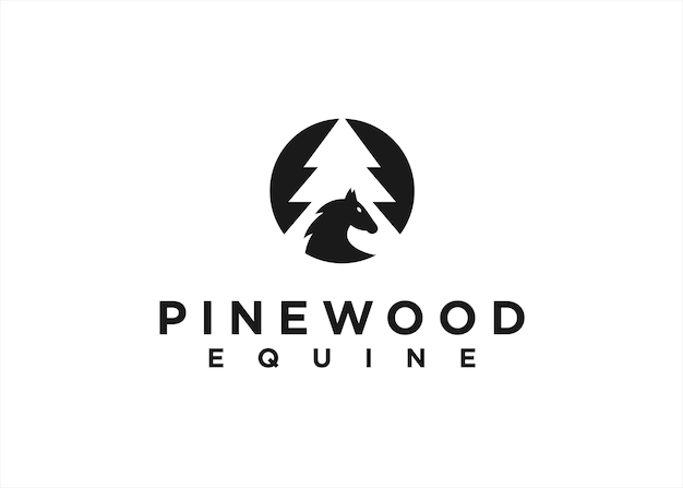 pine horse logo design vector illustration