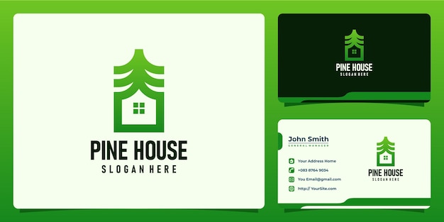 Pine house-logo-combinatie en visitekaartje