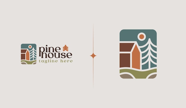 Vector pine house logo template universeel creatief premium symbool vector illustratie creative minimal design template symbool voor corporate business identity