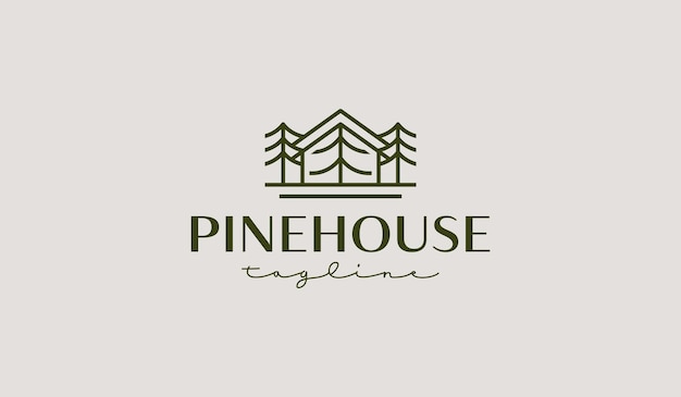 Vector pine house monoline logo template universal creative premium symbol vector illustration creative minimal design template symbol for corporate business identity