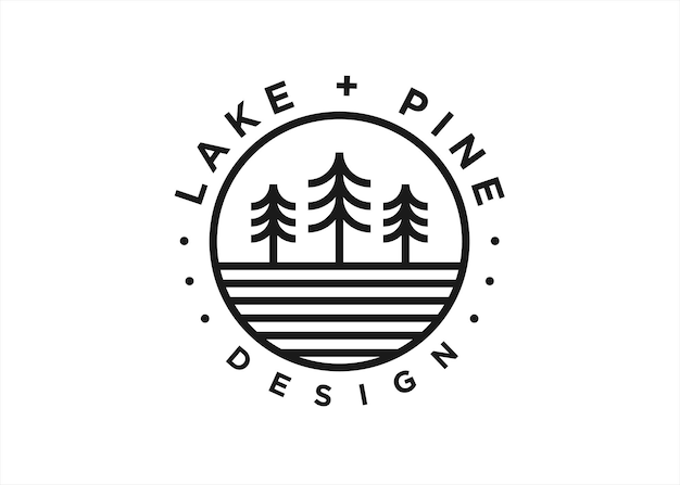 Pine lake logo design vector illustration