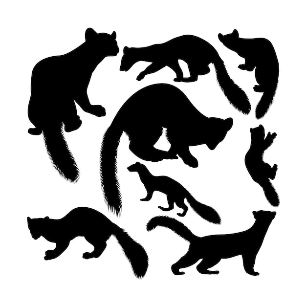 Pine marten animal silhouettes